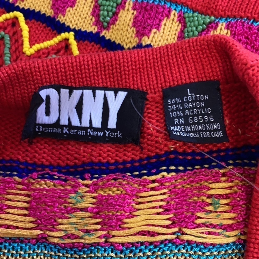 𝅺DKNY artsy beaded vintage 90 vest Large - Picture 11 of 12